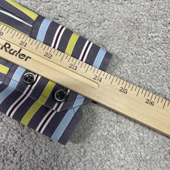 Robert Graham Shirt Mens Medium Button Up Rainbow Stripes Flip Cuffs Colorful - Picture 14 of 14